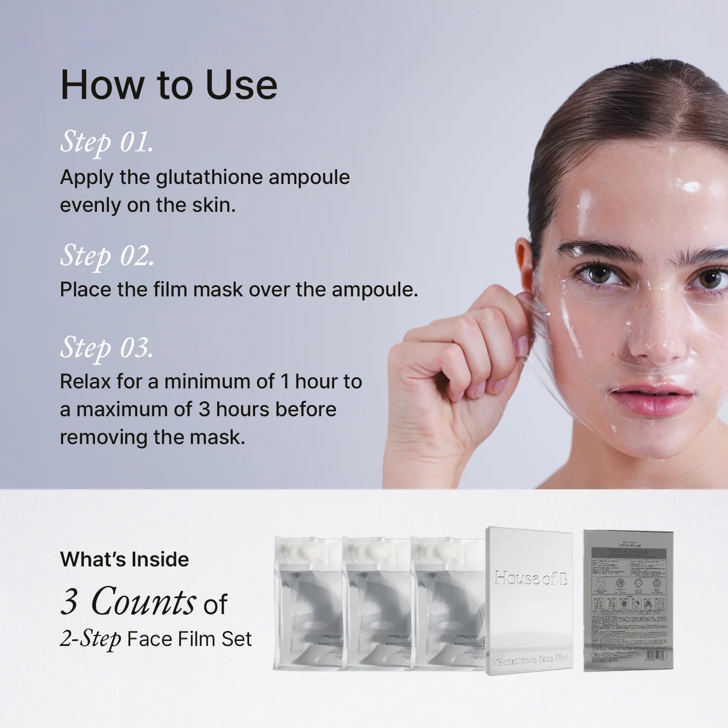 House of B Glutathione Face Film, 3pcs, 2.3 oz